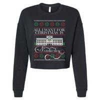 All I Want For Christmas Is Pemberley Austen Ugly Meme Cropped Pullover Crew