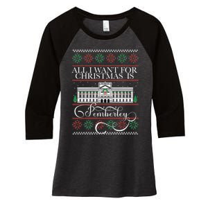 All I Want For Christmas Is Pemberley Austen Ugly Meme Women's Tri-Blend 3/4-Sleeve Raglan Shirt