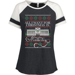 All I Want For Christmas Is Pemberley Austen Ugly Meme Enza Ladies Jersey Colorblock Tee