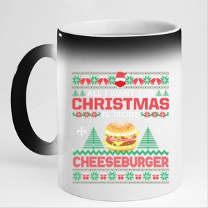 All I Want Is More Cheeseburger Christmas Pajama Party Gift 11oz Black Color Changing Mug