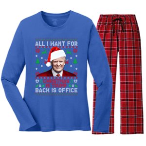 All I Want For Christmas Is Trump Back And New President Meaningful Gift Women's Long Sleeve Flannel Pajama Set 