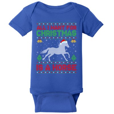 All I Want For Xmas Is A Horse Funny Ugly Christmas Horse Cute Gift Baby Bodysuit