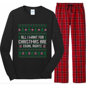 All I Want For Christmas Are Equal Rights Feminist Justice Gift Long Sleeve Pajama Set