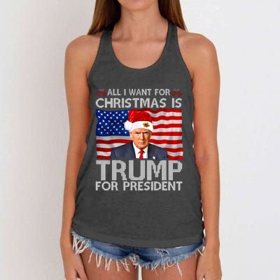 All I Want For Christmas Is Trump For President Trump 2024 Women's Knotted Racerback Tank