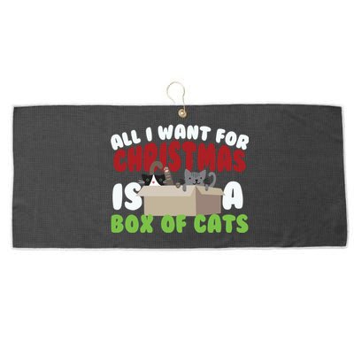 All I Want For Christmas Is A Box Of Cats Gift Large Microfiber Waffle Golf Towel