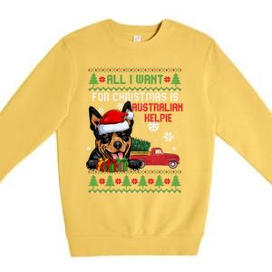 All I Want For Christmas Is Australian Kelpie Christmas Cat Great Gift Premium Crewneck Sweatshirt