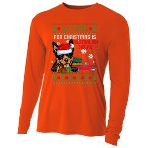 All I Want For Christmas Is Australian Kelpie Christmas Cat Great Gift Cooling Performance Long Sleeve Crew