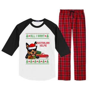 All I Want For Christmas Is Australian Kelpie Christmas Cat Great Gift Raglan Sleeve Pajama Set