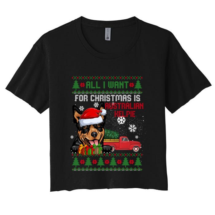 All I Want For Christmas Is Australian Kelpie Christmas Cat Great Gift Crop Top