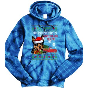 All I Want For Christmas Is Australian Kelpie Christmas Cat Great Gift Tie Dye Hoodie