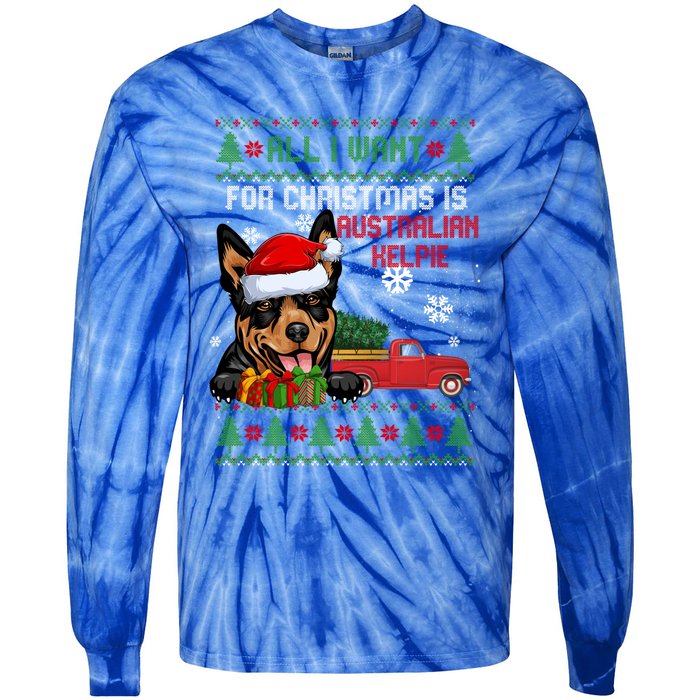 All I Want For Christmas Is Australian Kelpie Christmas Cat Great Gift Tie-Dye Long Sleeve Shirt