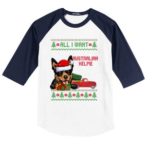 All I Want For Christmas Is Australian Kelpie Christmas Cat Great Gift Baseball Sleeve Shirt