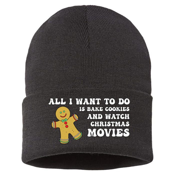 All I Want To Do Is Bake Cookies And Watch Christmas Movies Pullover Hoodie Sustainable Knit Beanie