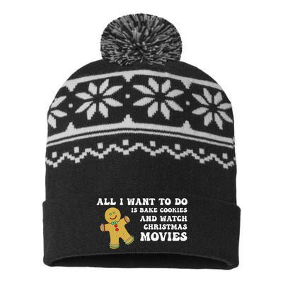 All I Want To Do Is Bake Cookies And Watch Christmas Movies Pullover Hoodie USA-Made Snowflake Beanie