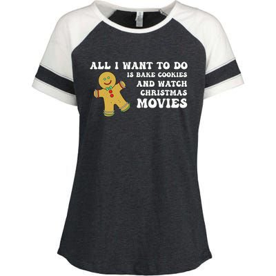 All I Want To Do Is Bake Cookies And Watch Christmas Movies Pullover Hoodie Enza Ladies Jersey Colorblock Tee