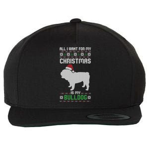 All I Want For My Christmas Bulldog Dog Ugly Xmas Pajama Gift Wool Snapback Cap