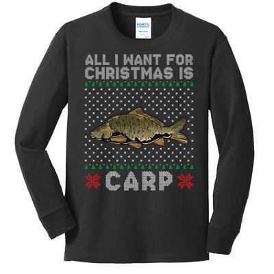 All I Want For Christmas Is Carp Fishing Christmas Kids Long Sleeve Shirt