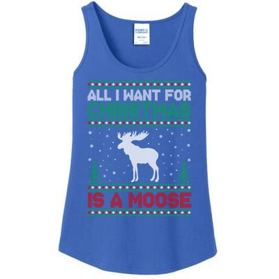 All I Want For Xmas Is A Moose Ugly Christmas Sweater Gift Ladies Essential Tank