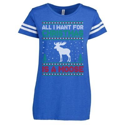 All I Want For Xmas Is A Moose Ugly Christmas Sweater Gift Enza Ladies Jersey Football T-Shirt