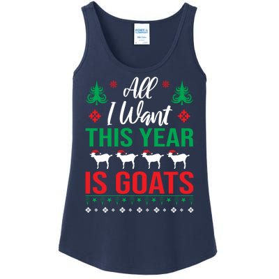 All I Want This Year Is Goats Funny Christmas Ladies Essential Tank