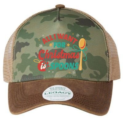 All I Want For Christmas Is Spoons Funny Legacy Tie Dye Trucker Hat