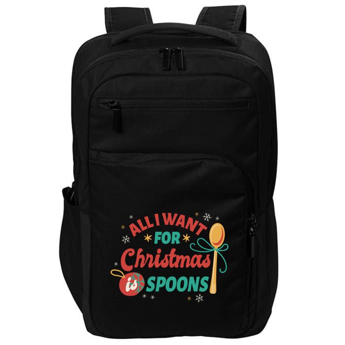 All I Want For Christmas Is Spoons Funny Impact Tech Backpack