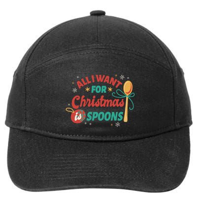 All I Want For Christmas Is Spoons Funny 7-Panel Snapback Hat
