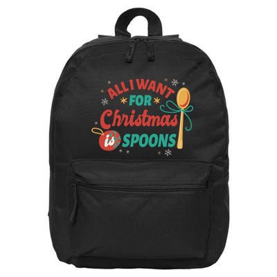 All I Want For Christmas Is Spoons Funny 16 in Basic Backpack