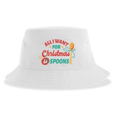 All I Want For Christmas Is Spoons Funny Sustainable Bucket Hat