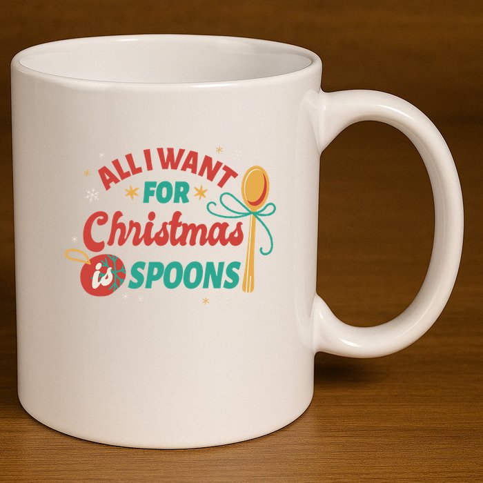 All I Want For Christmas Is Spoons Funny 11oz C Handle Ceramic Mug