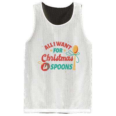 All I Want For Christmas Is Spoons Funny Mesh Reversible Basketball Jersey Tank