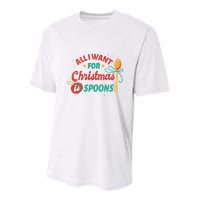 All I Want For Christmas Is Spoons Funny Youth Performance Sprint T-Shirt