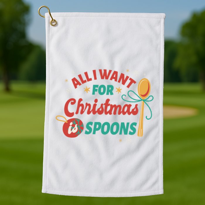 All I Want For Christmas Is Spoons Funny Golf Towel