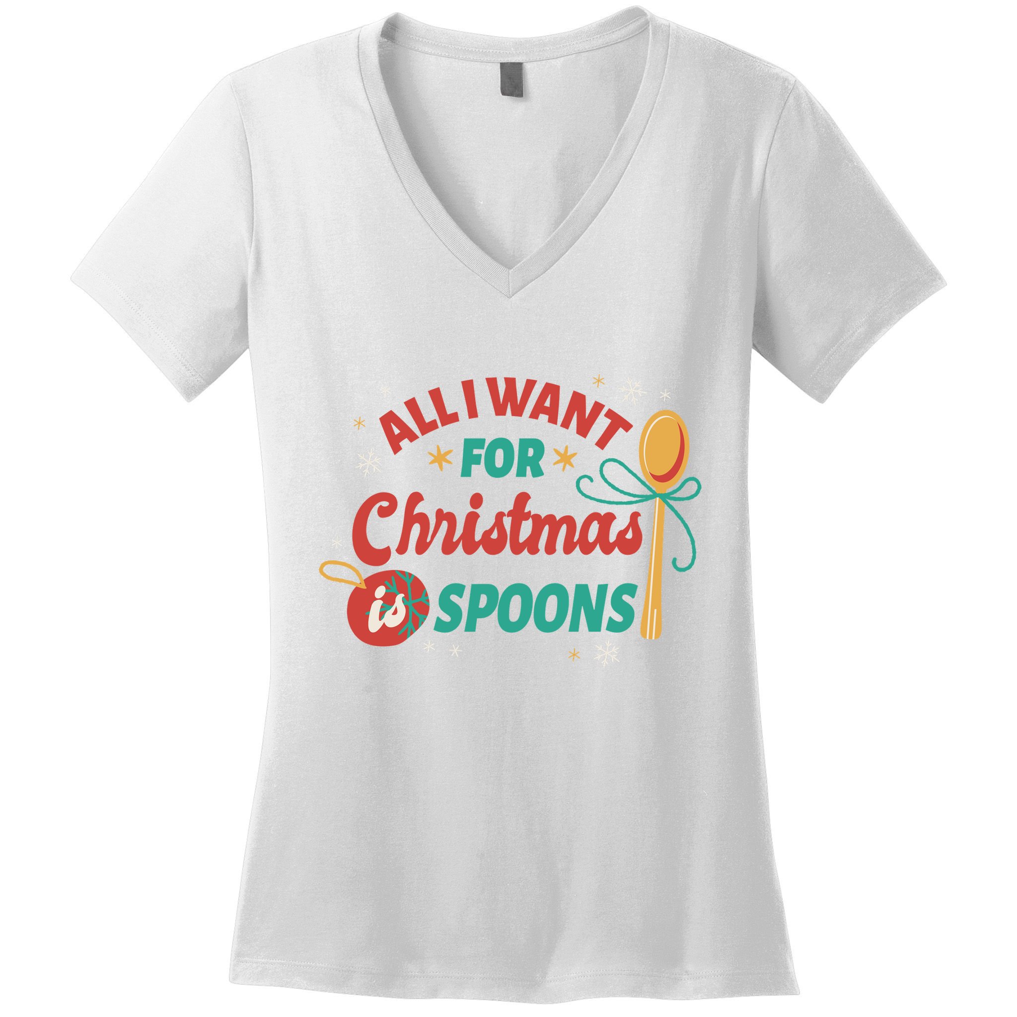 All I Want For Christmas Is Spoons Funny Women's V-Neck T-Shirt
