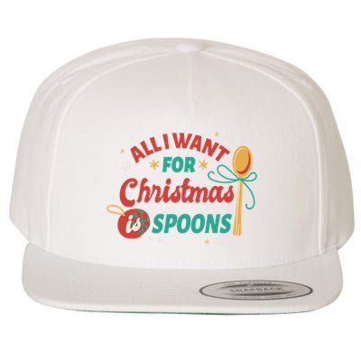 All I Want For Christmas Is Spoons Funny Wool Snapback Cap