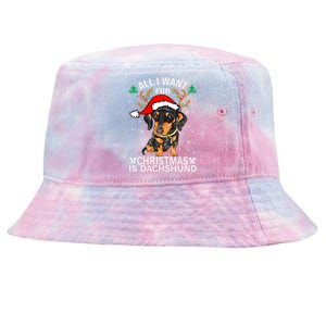 All I Want For Christmas Is More Dog Dachshund Christmas Gift Tie-Dyed Bucket Hat