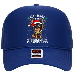 All I Want For Christmas Is More Dog Dachshund Christmas Gift High Crown Mesh Back Trucker Hat