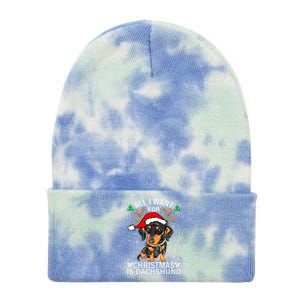 All I Want For Christmas Is More Dog Dachshund Christmas Gift Tie Dye 12in Knit Beanie