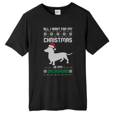 All I Want For My Christmas Dachshund Doxie Dog Ugly Xmas Pj Cute Gift Tall Fusion ChromaSoft Performance T-Shirt