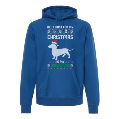 All I Want For My Christmas Dachshund Doxie Dog Ugly Xmas Pj Cute Gift Premium Hoodie