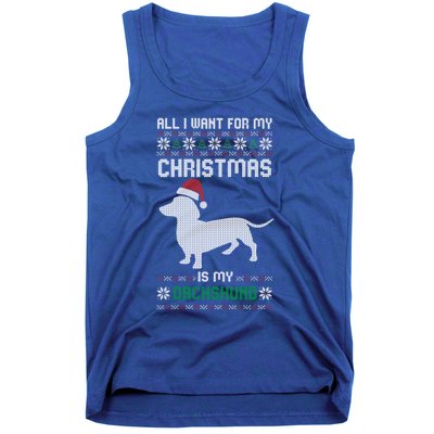 All I Want For My Christmas Dachshund Doxie Dog Ugly Xmas Pj Cute Gift Tank Top