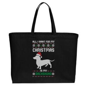 All I Want For My Christmas Dachshund Doxie Dog Ugly Xmas Pj Cute Gift Cotton Canvas Jumbo Tote