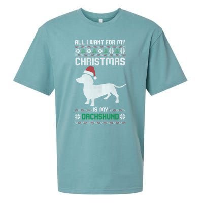 All I Want For My Christmas Dachshund Doxie Dog Ugly Xmas Pj Cute Gift Sueded Cloud Jersey T-Shirt