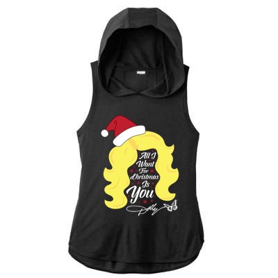 All I Want Christmas Dolly Wig Gift Ladies PosiCharge Tri-Blend Wicking Draft Hoodie Tank