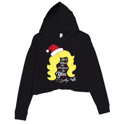 All I Want Christmas Dolly Wig Gift Crop Fleece Hoodie