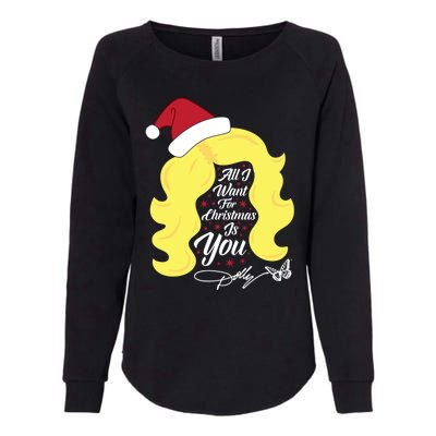 All I Want Christmas Dolly Wig Gift Womens California Wash Sweatshirt