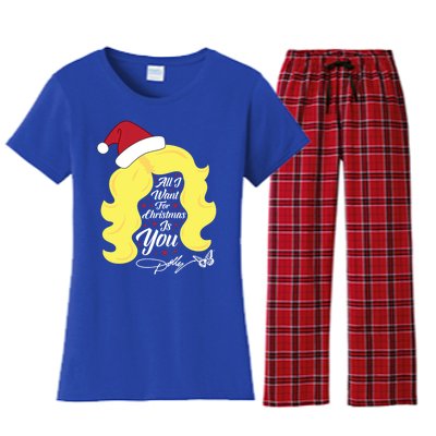 All I Want Christmas Dolly Wig Gift Women's Flannel Pajama Set