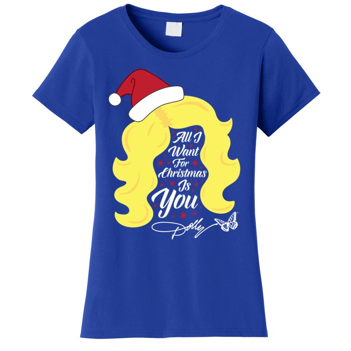 All I Want Christmas Dolly Wig Gift Women's T-Shirt