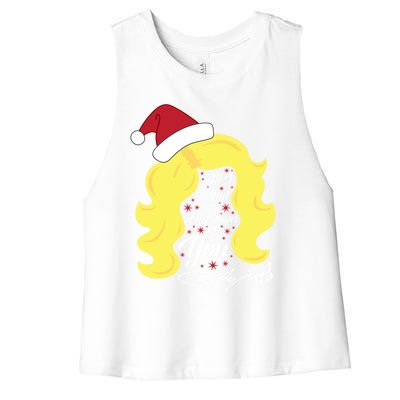 All I Want Christmas Dolly Wig Gift Women's Racerback Cropped Tank