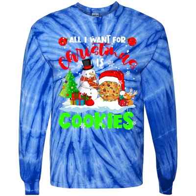 All I Want For Christmas Is Cookies Santa Cookie Snow Gift Tie-Dye Long Sleeve Shirt